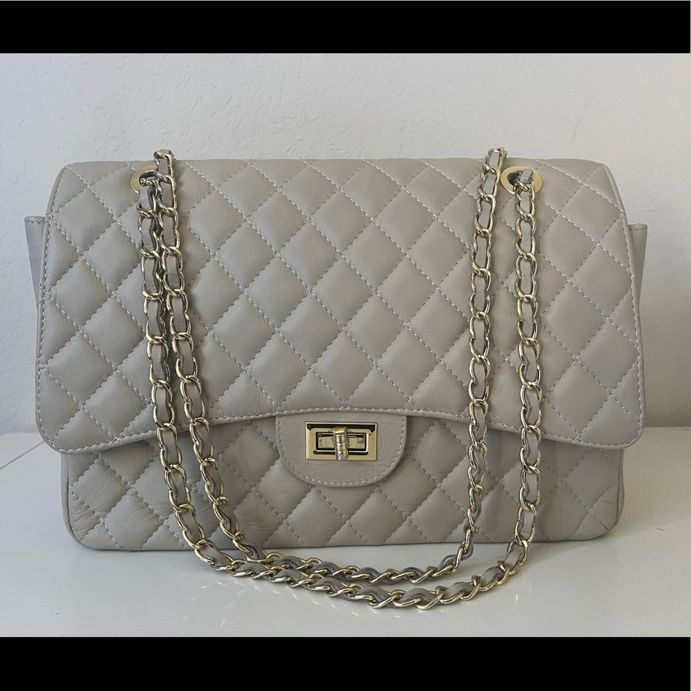 Persaman Taupe Leather Purse